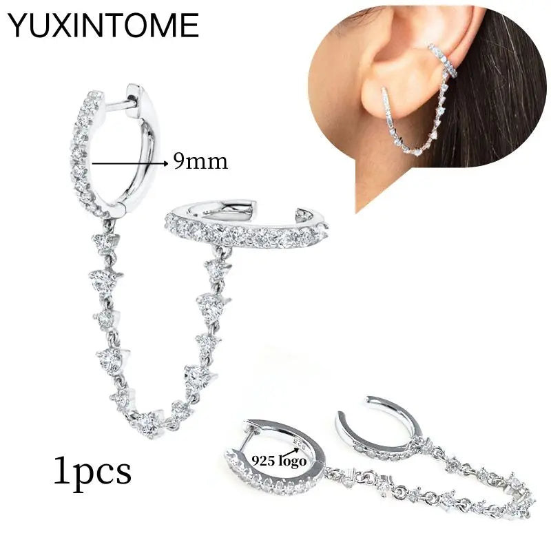 925 Sterling Silber Ohrnadel Mode Creolen Weiße Kristall Luxus Damen Silberohrringe Hochzeit Damenschmuck Geschenk