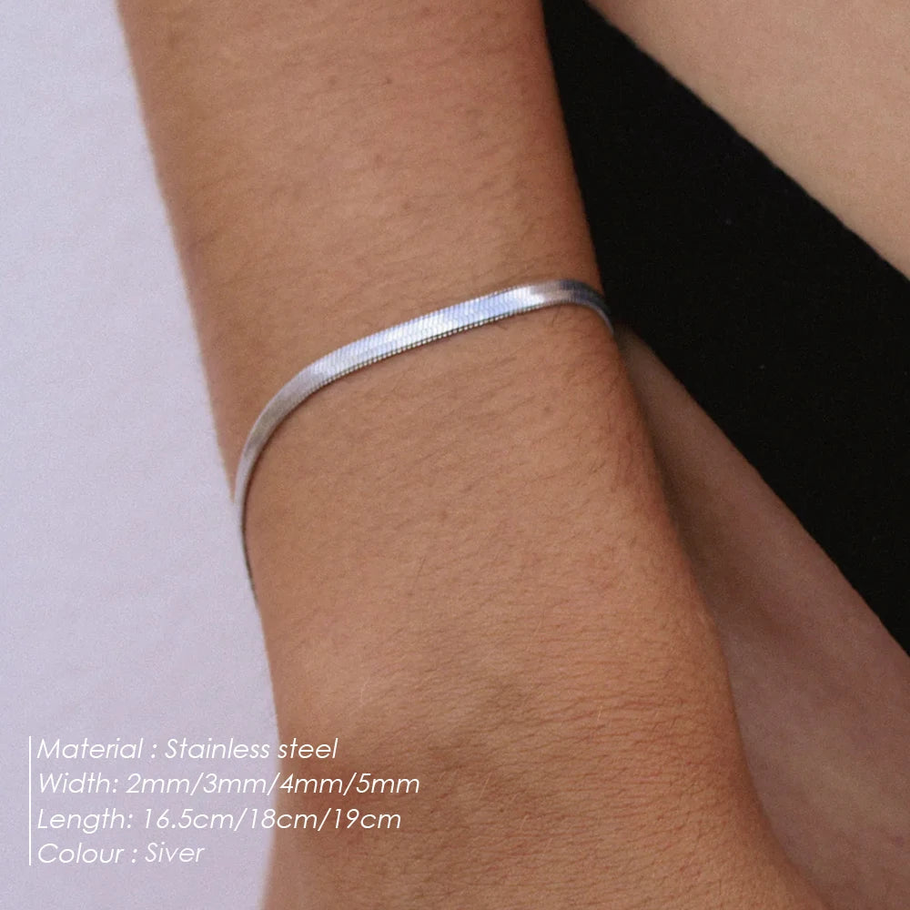 COLALA Simple Boutique Schmuck Edelstahl Flache Schlangenkette Armband Verstellbar Damen Accessoires Großhandel Kein Ausbleichen der Farbe