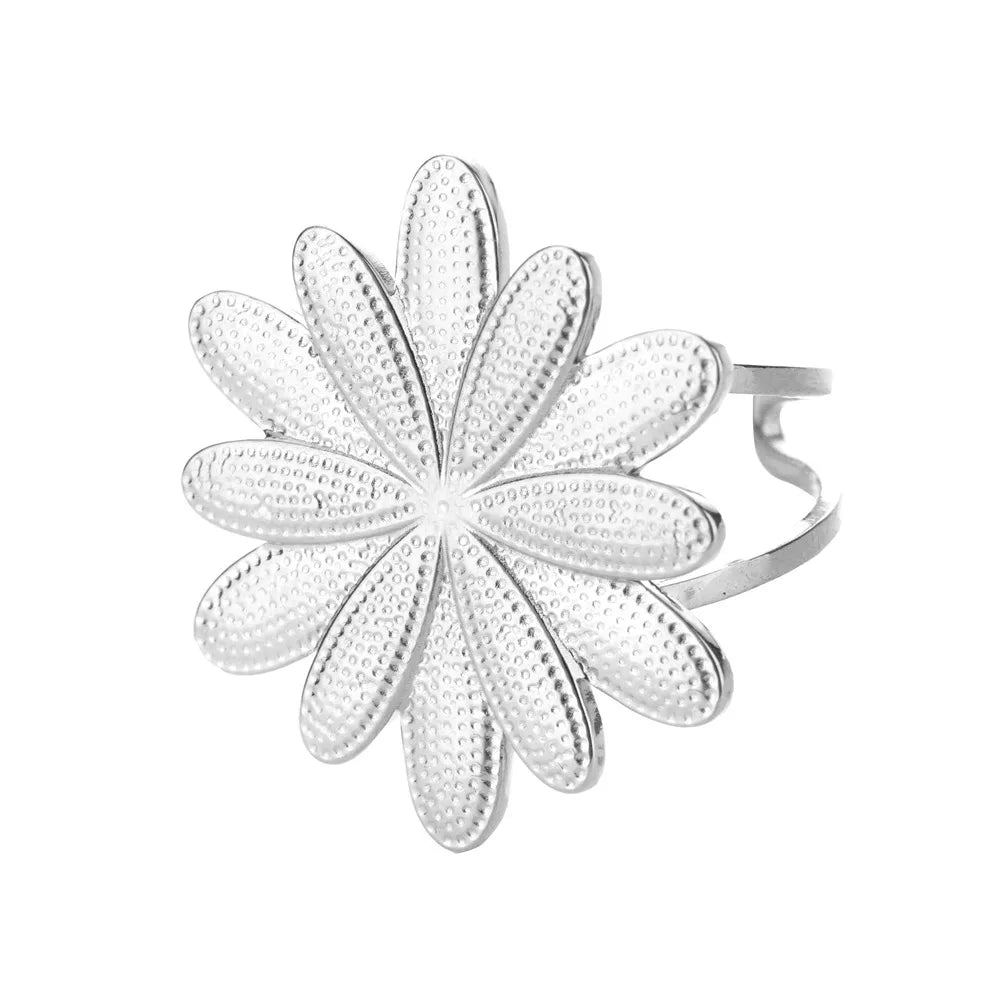 Edelstahl Übertrieben Große Blumenringe Für Frauen Gold Farbe Sonnenblume Fingerring Weiblich Mode Ästhetischer Schmuck Geschenk