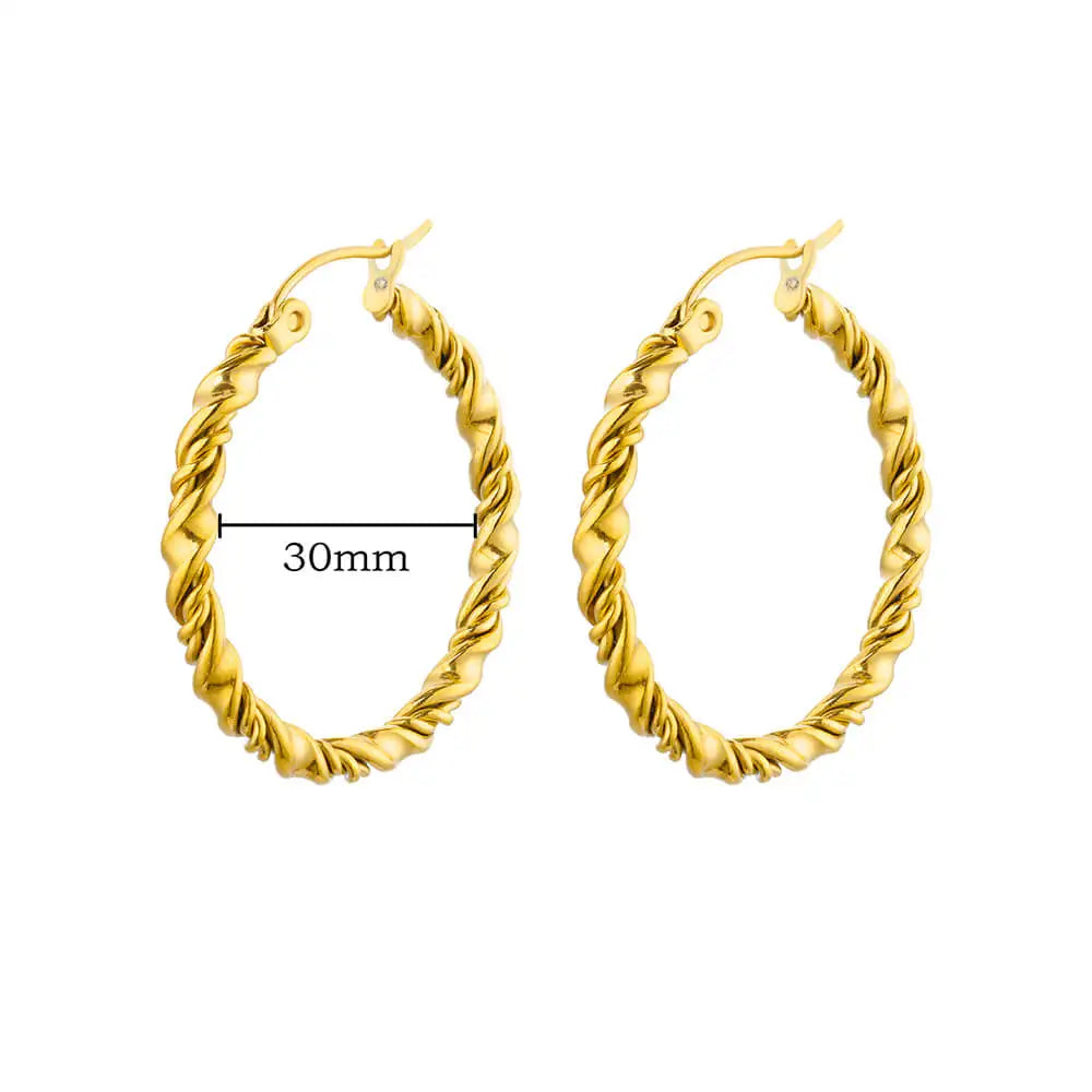 Vintage Runde Edelstahl Creolen für Damen Vergoldete Ohrringe 2023 Trend Statement Ohrschmuck Weihnachtsgeschenk