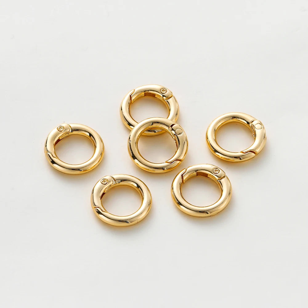 5 Stück 20mm 14K 18K vergoldete O-Ring Federverschlüsse, aufklappbare runde Schlüsselanhänger Haken Anhänger Verbinder für DIY Schmuckherstellung