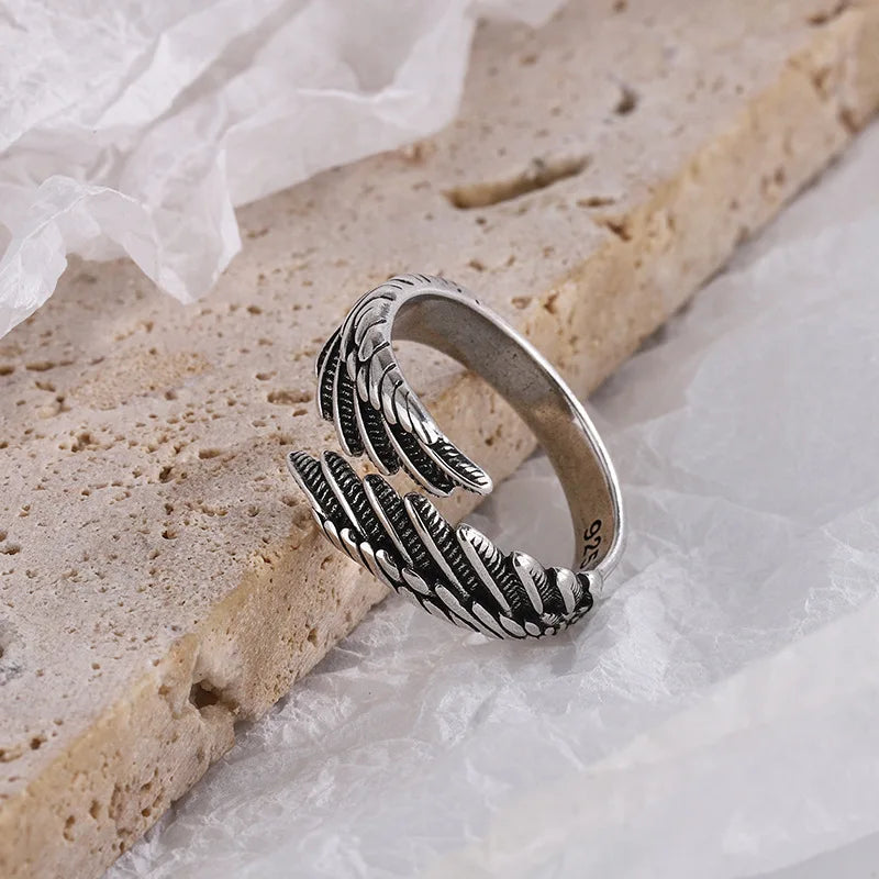 925 Sterling Silber Engelsflügel Feder Verstellbare Ringe für Frauen Verlobung Hochzeit Luxus Schmuck Accessoires