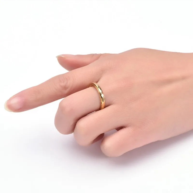 3mm dünner Edelstahl Facettierter Spinnerring Ehering für Damen und Mädchen Größe 5-12