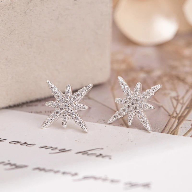1 Paar Ohrringe Sechszackiger Stern Kupfer Material Vielseitiger Trend Damen Ohrstecker Hochzeit Valentinstag Geburtstag Schmuck
