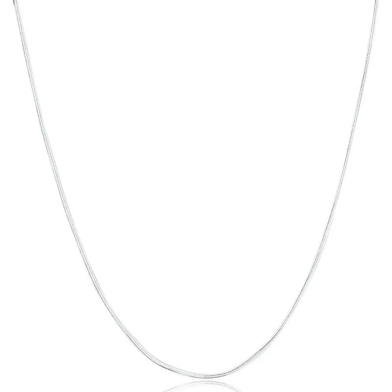 Cadena de Plata de Ley 925 para Collar de 16-30 pulgadas y 2 mm, dijes para fiesta de bodas, cadena plana de serpiente, linda para mujeres y hombres, moda para colgante