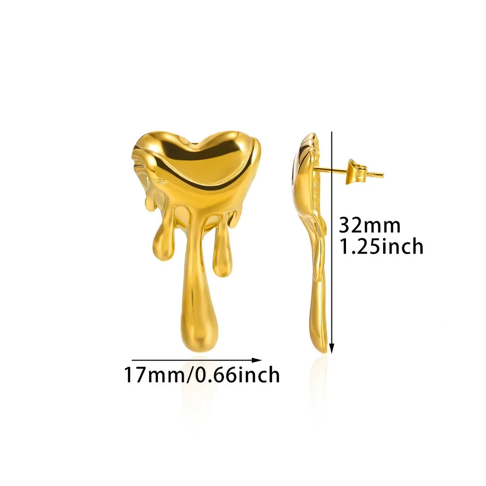 Gotische Herz-Ohrringe für Frauen, Edelstahl, goldene Liebes-Ohrringe, Hochzeitspaar, Piercing-Schmuck, Valentinstagsgeschenk сер
