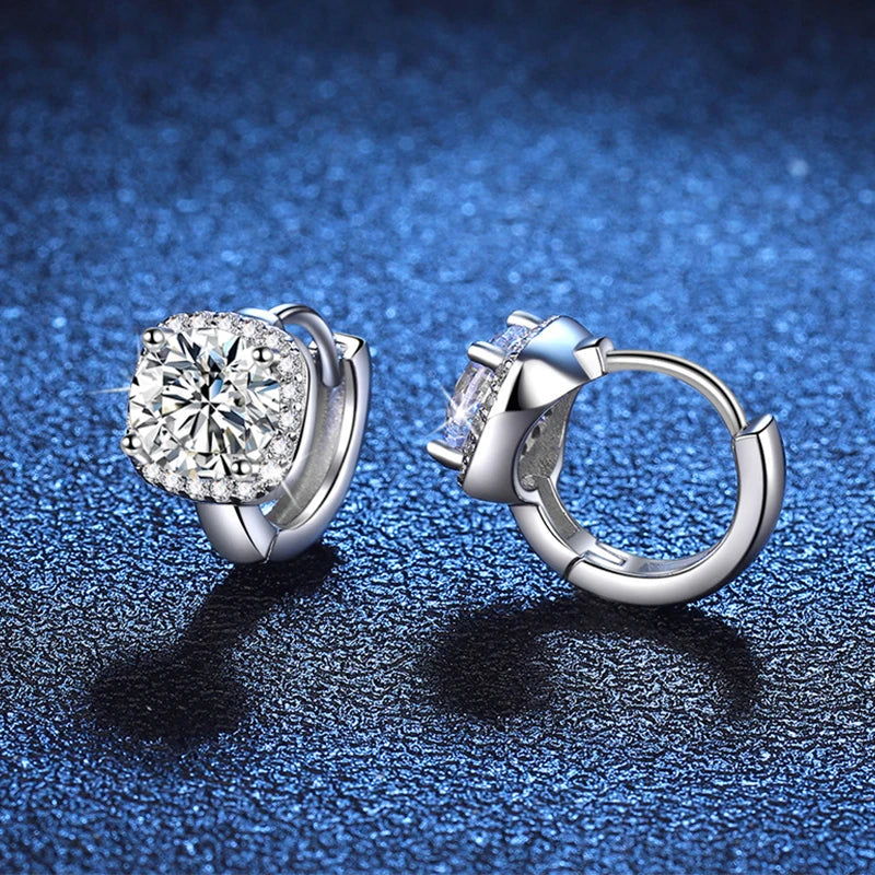 NeeTim 0,5 ct 1 ct Regenbogenfarbene Moissanit-Ohrstecker für Damen, S925 Silber, Schwarz, Blau, Rosa, Labor-Diamant-Ohrstecker für die Hochzeit