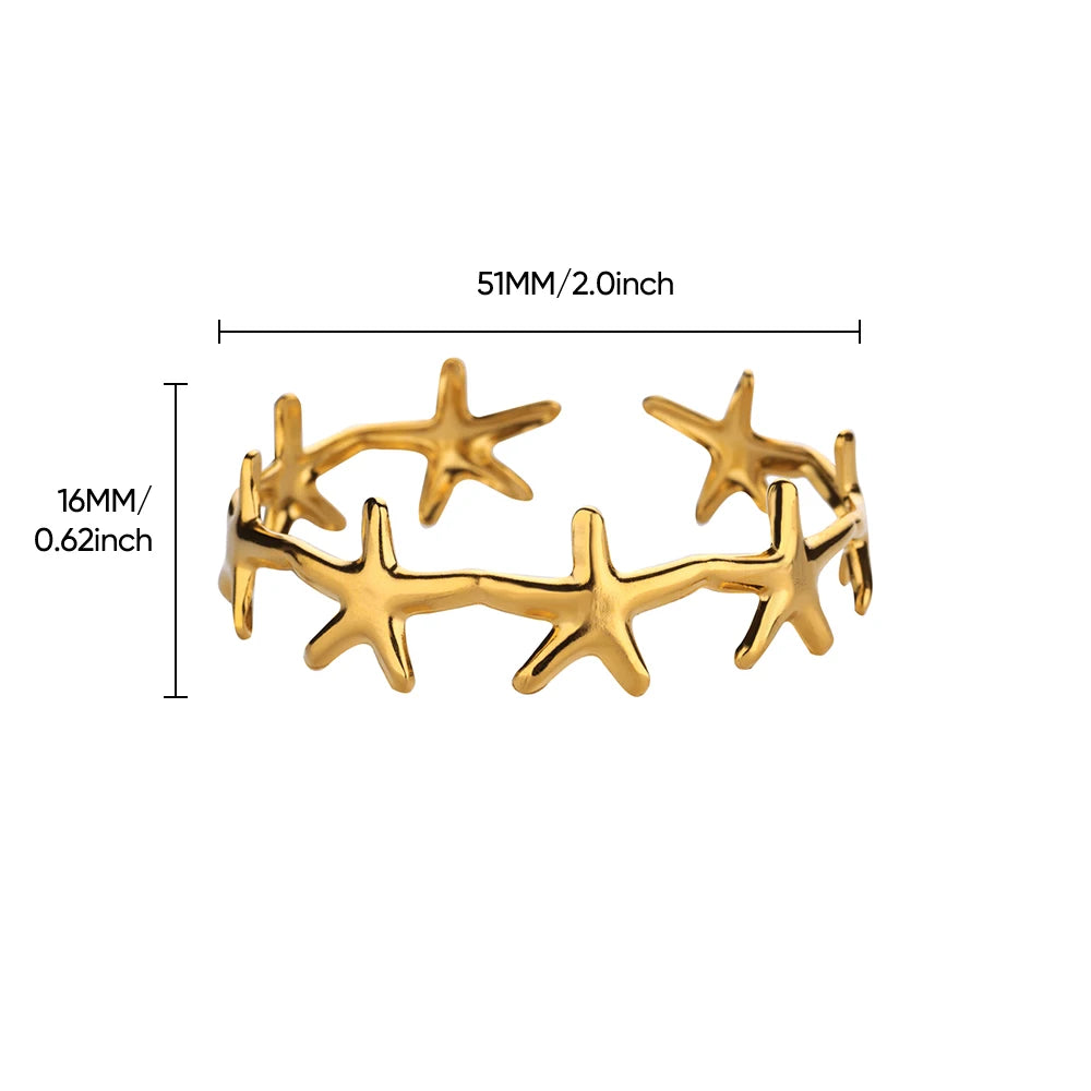 Minimalistische Seestern-Armreifen für Damen, Glücksbringer aus Edelstahl, Armbänder, Trend 2024, weiblicher Charmschmuck, Handgelenk-Accessoires BFF