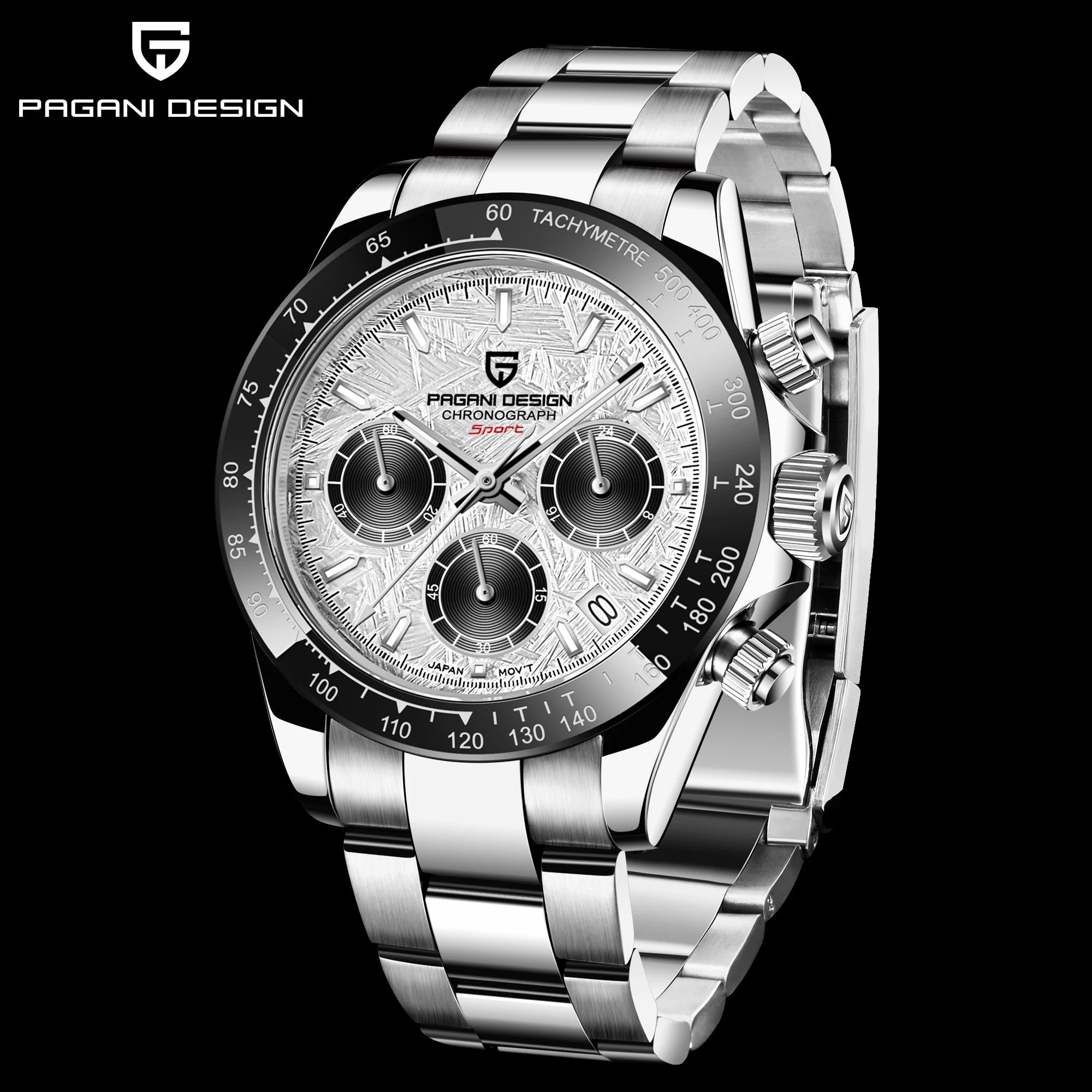 PAGANI DESIGN Nuevo Reloj de Pulsera de Cuarzo para Hombre con Bisel Cerámico, Lujoso Cristal de Zafiro, Cronógrafo, Resistente al Agua 100m, Relojes de Acero Inoxidable para Hombre