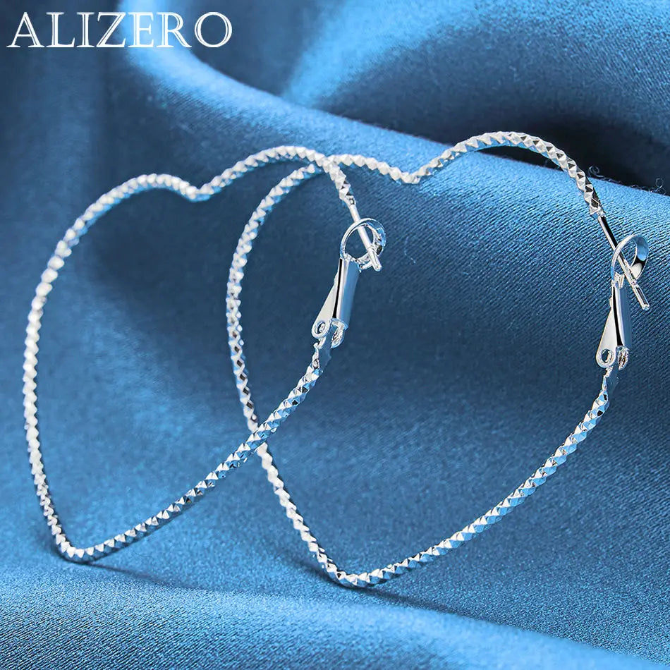 ALIZERO 925 Sterling Silber Ohrringe Einfache runde Kreolen Ohrringe für Frauen Mode Hochzeit Verlobung Charm Schmuck Geschenke