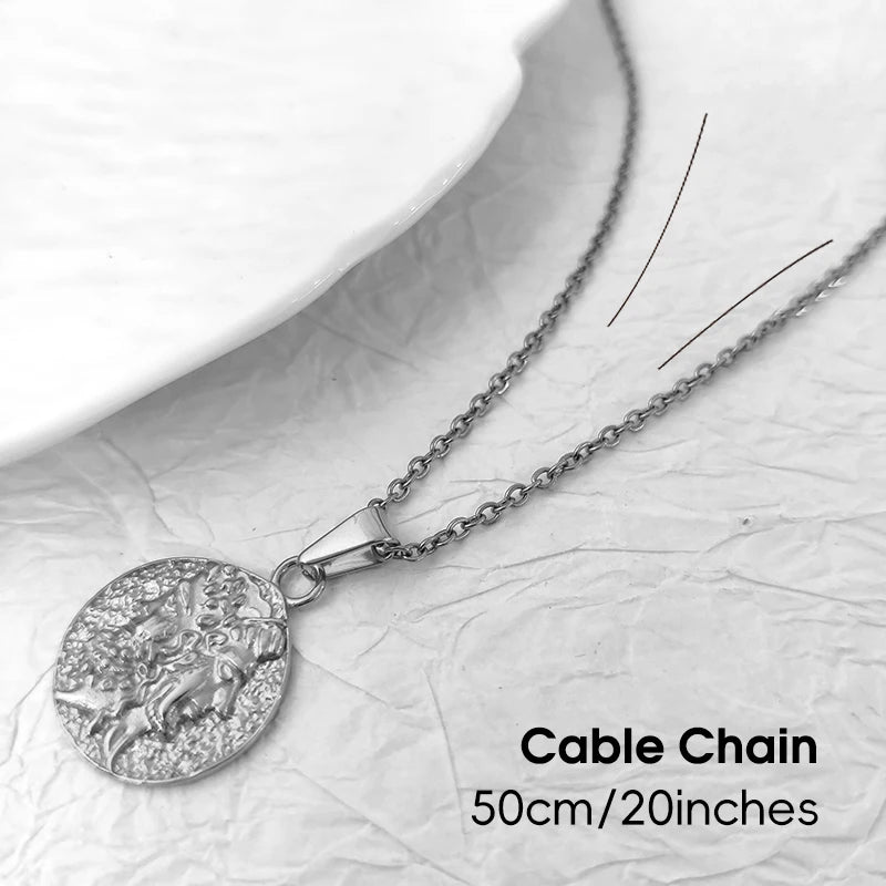 Collar con colgante de doble cara con cabeza de Jano de Zeus y Hera hecha a mano, chapado en oro de 18 quilates, mitología griega, regalo de joyería