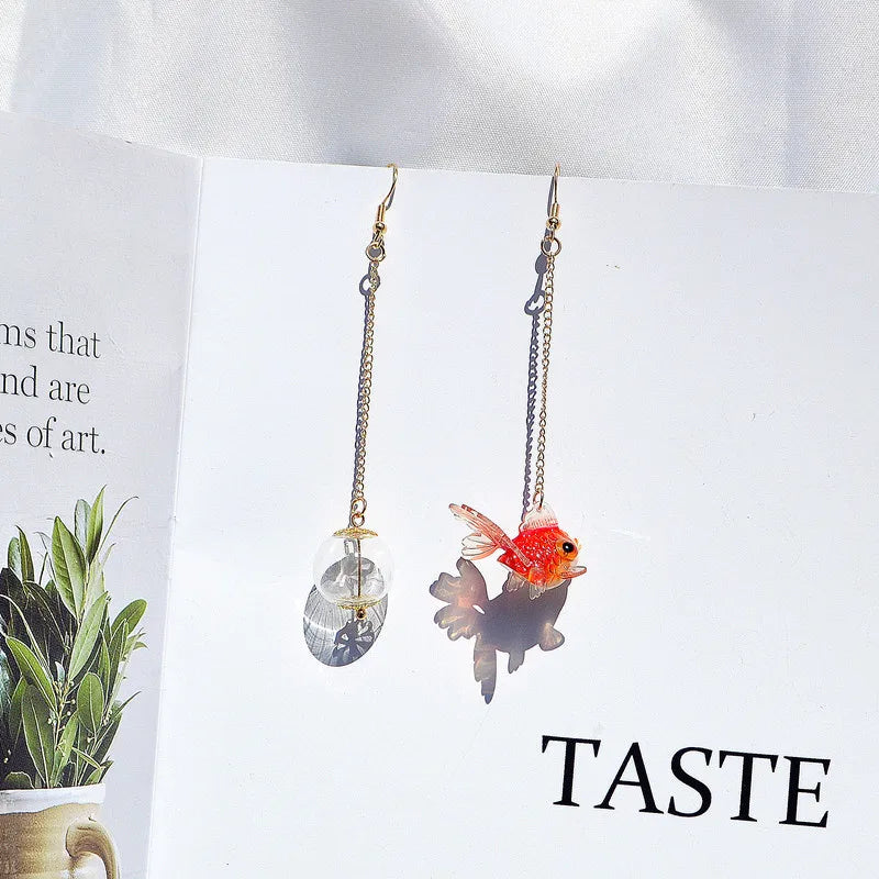 Kreativer Goldfisch Ohrring Einzigartiger transparenter Goldfisch Anhänger Ohrring Süße Koi-Fisch Ohrhänger Personalisierter Schmuck Großhandel