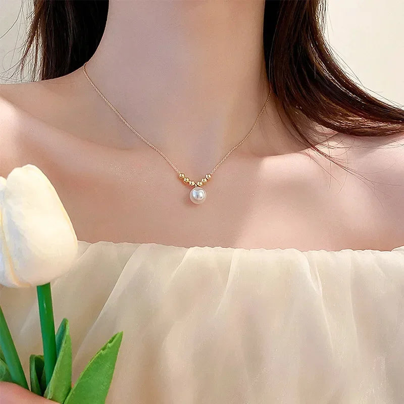 Vintage Golden Silver Color Heart Pendant Necklace for Women New Trend Girls Clavicle Chain Jewelry Birthday Gifts Wholesale