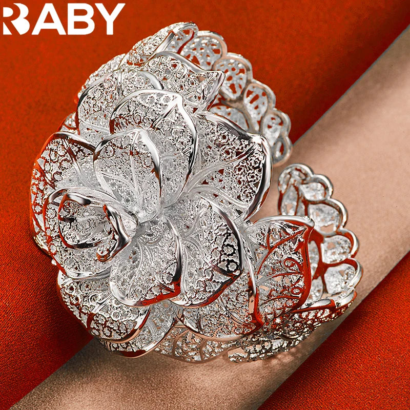 925er Sterlingsilber Exquisites hübsches Kamelienblütenarmband Armreifen für Damen Charmanter Schmuck Hochzeit Verlobung Modeparty