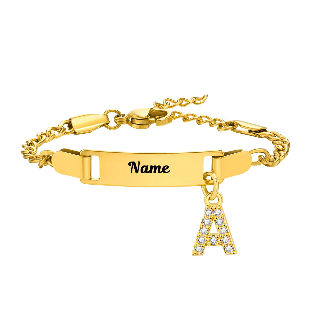 Personalisiertes Namensarmband mit Initialen für Jungen Mädchen, kostenlose Gravur Datum ID Armband Geburtstagsgeschenk