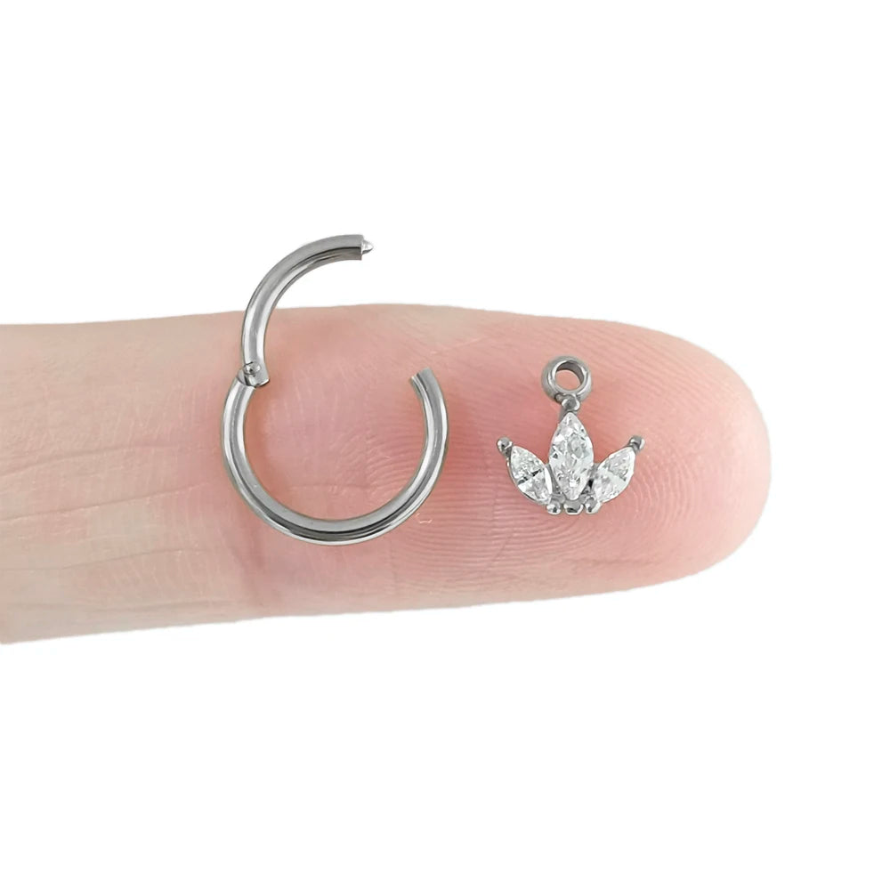 Wassertropfen Anhänger Muschelring ASTM F136 G23 Titan Piercings Mondblumen Scharniersegment Clicker Tropfen Helix Ohrringe