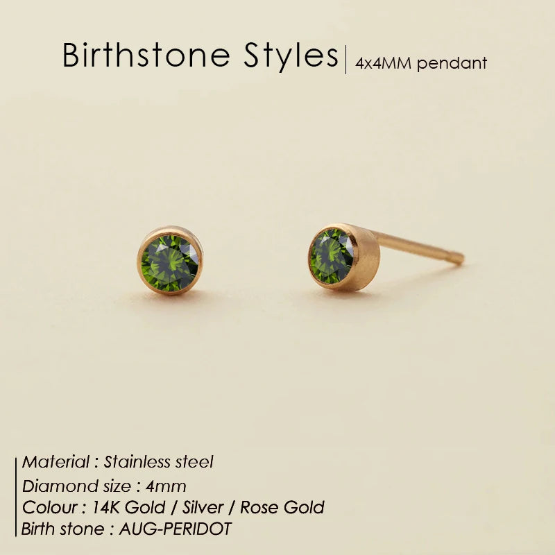 316L Edelstahl Geburtsstein Ohrstecker Piercingpistole Goldfarbene Push-Back Ohrringe Piercing Sicher für Baby und Frauen Geschenk Schmuck