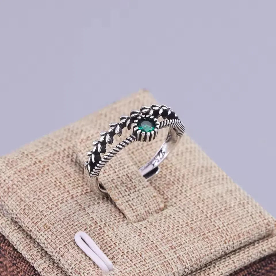 VENTFILLE 925 Sterling Silver Rings INS Fashion Hip Hop Vintage Couples Hollow Lines Punk Thai Silver Party Adjustable  Jewelry
