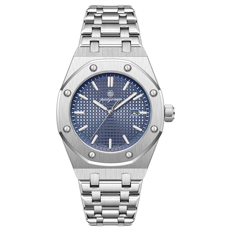 PAAZOMU Relojes de lujo para hombre, acero inoxidable, impermeable, luminoso, con fecha y semana, moda informal, reloj de cuarzo para hombre