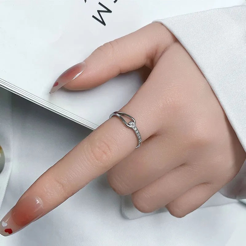 Edelstahl Pave Zirkonia Hohler Ring Ehering für Frauen Mädchen Größe 5-10