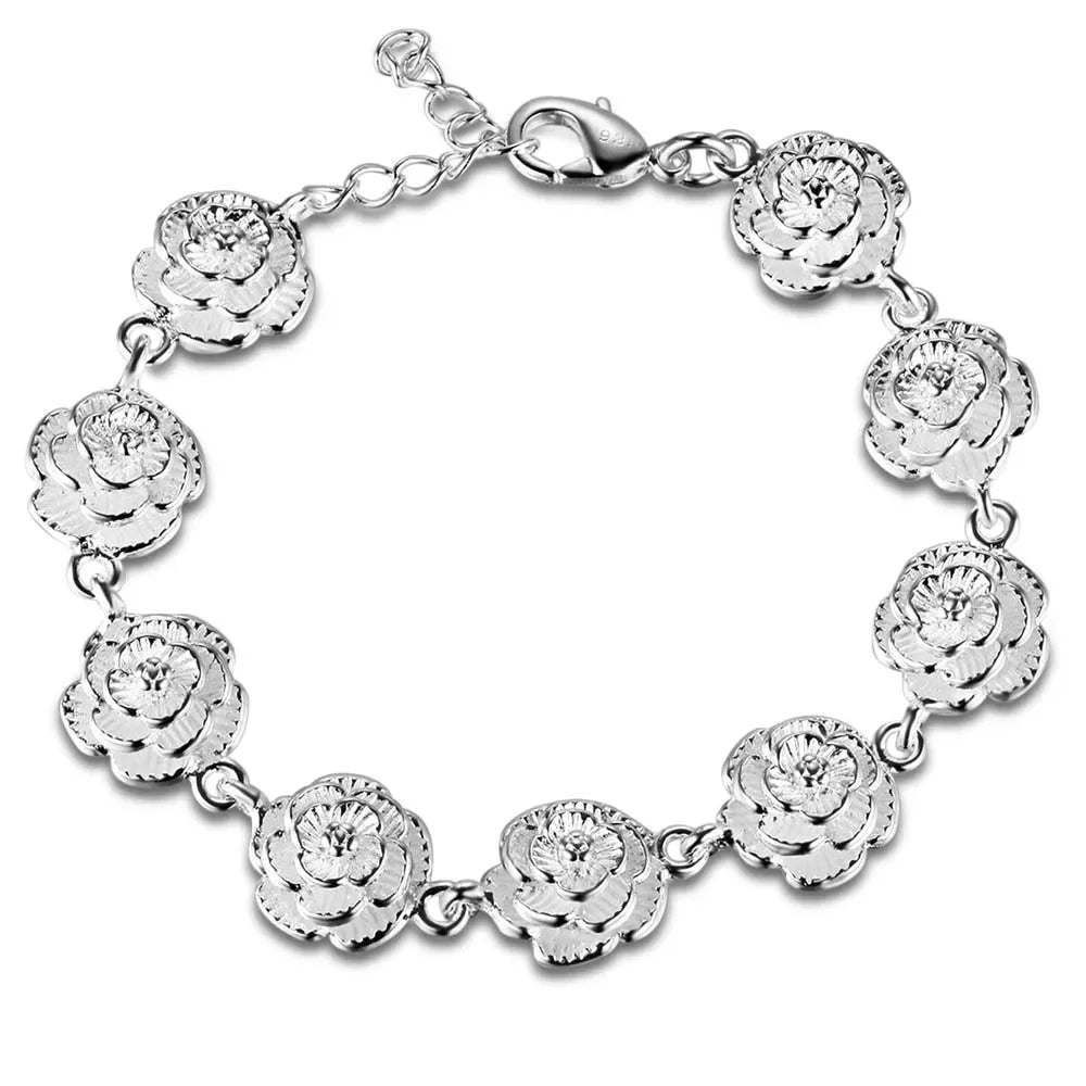 20,32 cm 18K Goldarmband 5MM seitliches Kettenarmband für Frauen Männer Mode Hochzeit Verlobung 925 Sterlingsilber Schmuck Geschenke