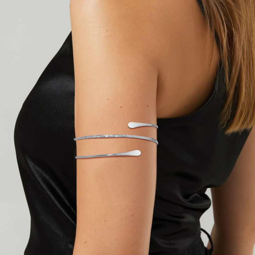Oberarmmanschette Armreif für Damen, minimalistisch vergoldet, Armband, Statement, Party, Armschmuck
