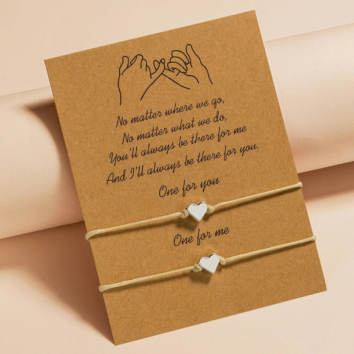 2 PCS Vintage Card Set Simple and Fashionable Popular Copper Love Adjustable Friendship Bracelet Valentine's Day Jewelry