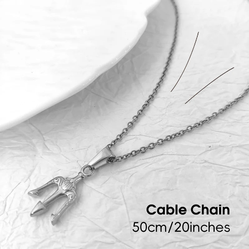 Mitología Medusa Poseidón Tridente Amuleto Acero Inoxidable Griego Antiguo Amuleto Colgante Neptuno para Hombres Colgante Tridente de Oro 18k