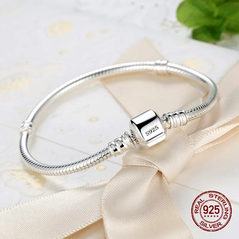 Handgemachter Original Feinschmuck 925 Sterling Silber Charm Armband Weiche Glatte Schlangenknochen Armbänder für Frauen