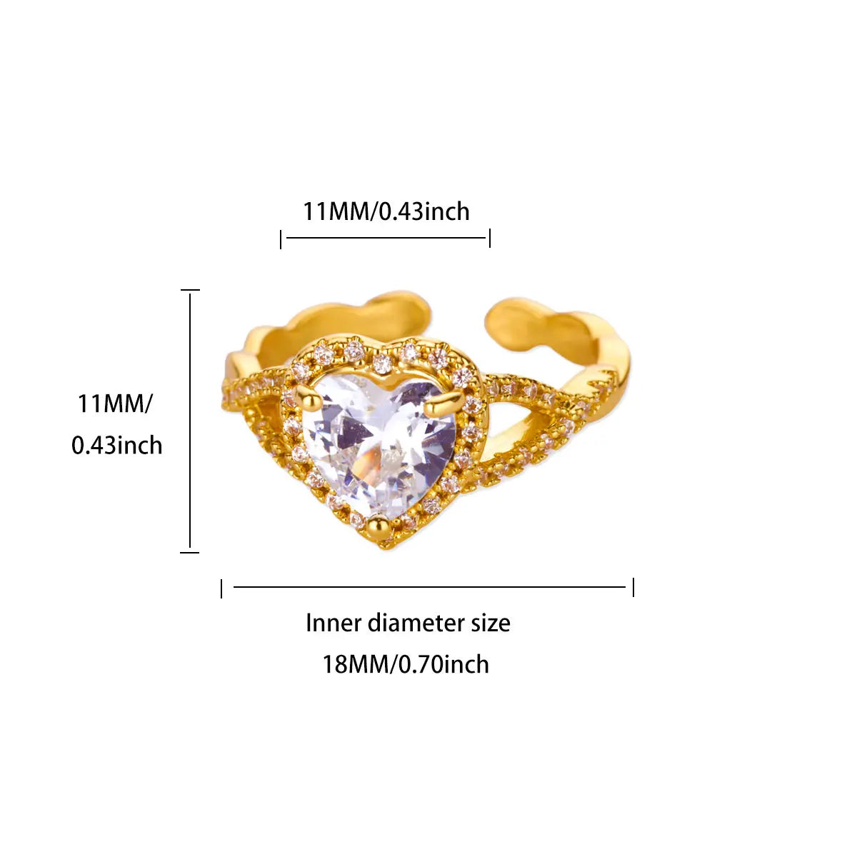 Punk Rote Zirkon Herzringe für Frauen Edelstahl Goldfarbe Günstiger Offener Ring 2025 Neue Mode Hochzeit Paar Schmuck Geschenk