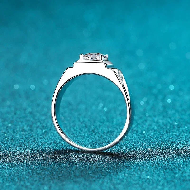 NeeTim 1ct 2ct D VVS1 Moissanit-Ring für Herren 925er Sterlingsilber mit Goldbeschichtung Verlobungs-Ehering Labor-Diamant Herrenringe