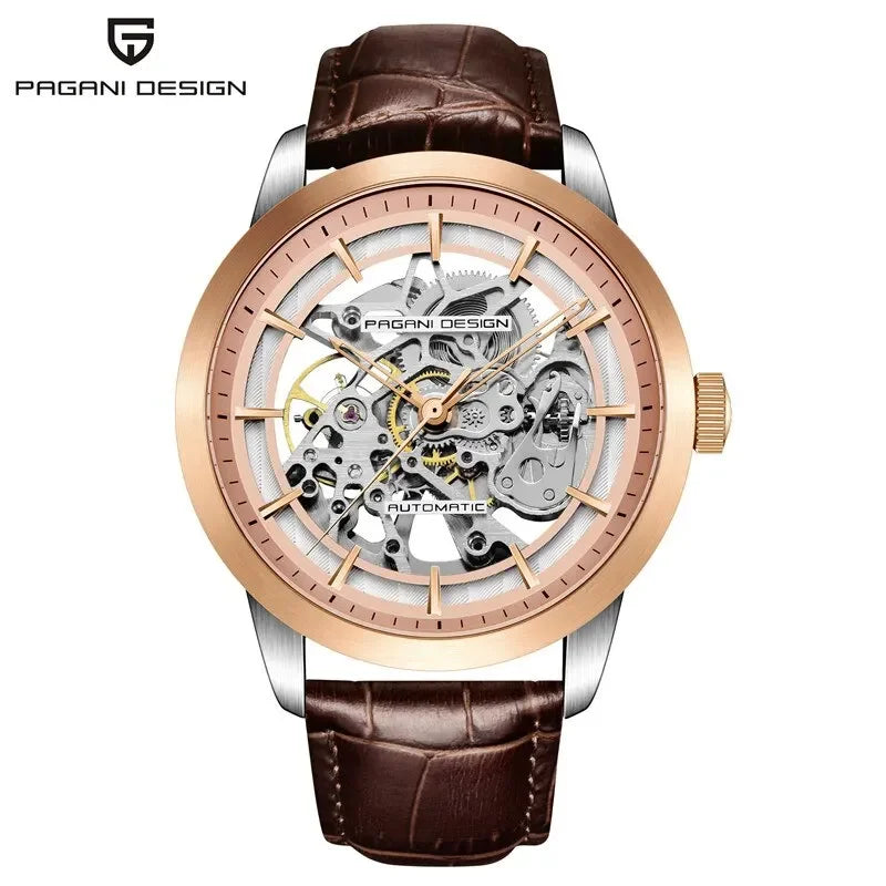 PAGANI DESIGN Reloj de Hombre de Negocios Lujo Esqueleto Hueco Correa de Cuero Reloj de Pulsera Masculino Nuevo Reloj Mecánico Masculino Relogio Masculino