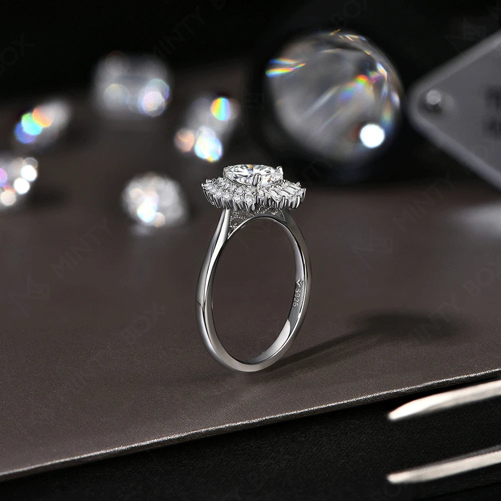MINTYBOX Birnenform S925 Silber D VVS1 Moissanit Diamantringe für Damen 18K VERGOLDET Verlobung Feiner Schmuck Zertifiziert