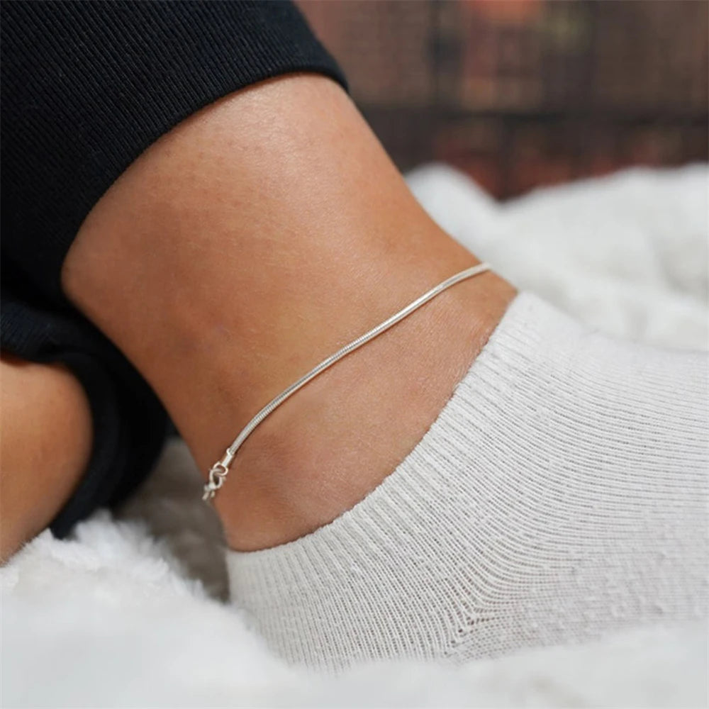 SUNIBI Edelstahl Schlangenkette Fußkettchen für Frauen Nicht Allergisch Einstellbar Sexy Bein Fuß Armband Geschenke Accessoire Dropshipping