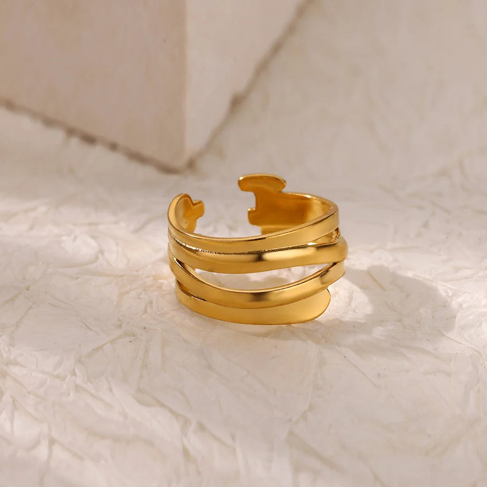 Anillos de doble corazón para mujer, color dorado, acero inoxidable, anillo abierto ajustable, joyería estética de moda para fiesta o boda, regalo