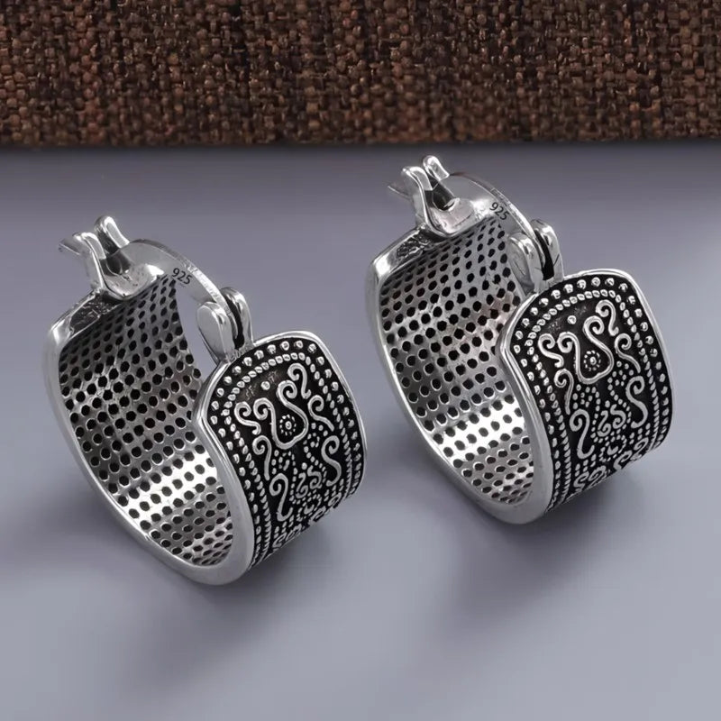 Ohrringe aus Sterlingsilber 925, Textur, Blumen, für Damen, Gothic, trendy, schlicht, Retro, Ohrring, Schmuck, Party-Accessoires