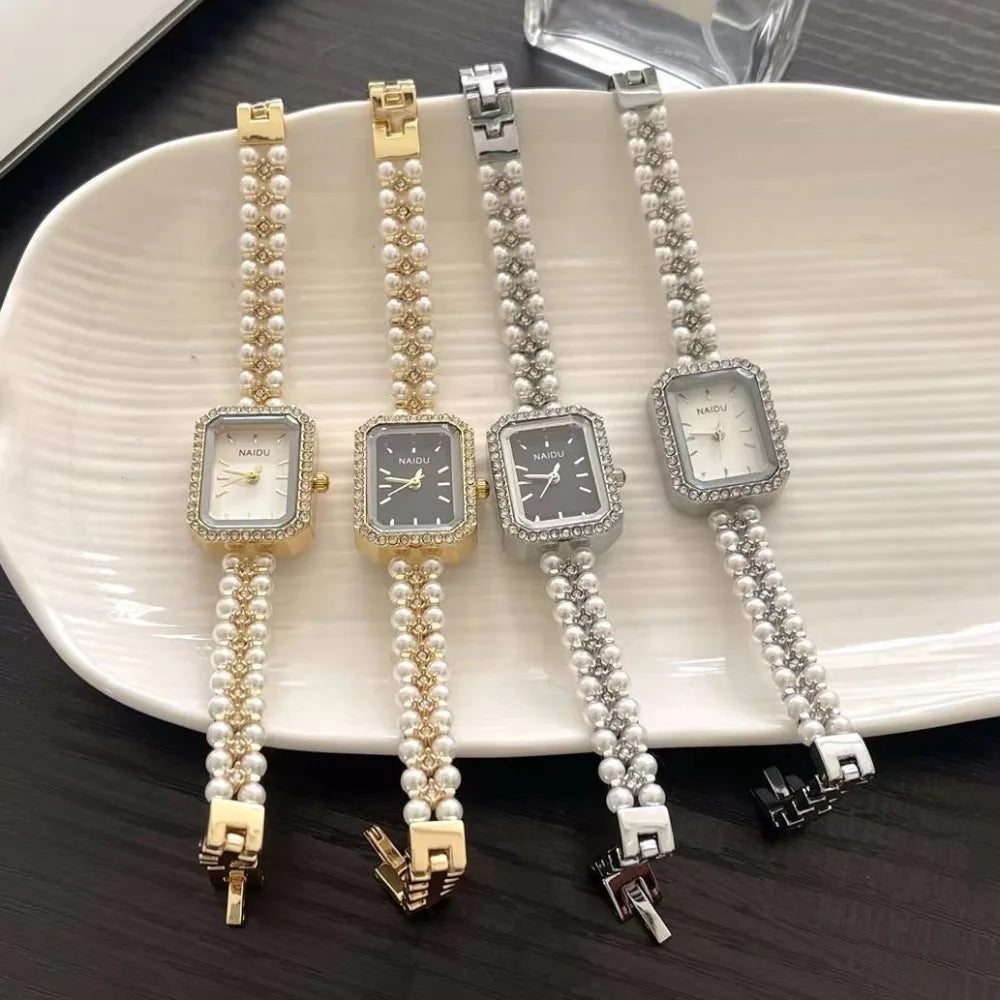 Perlenbesetztes Armband Damenuhr Luxus Damengeschenk Armbanduhr Mode Quarzuhr Dropshipping Relojes Para Mujer