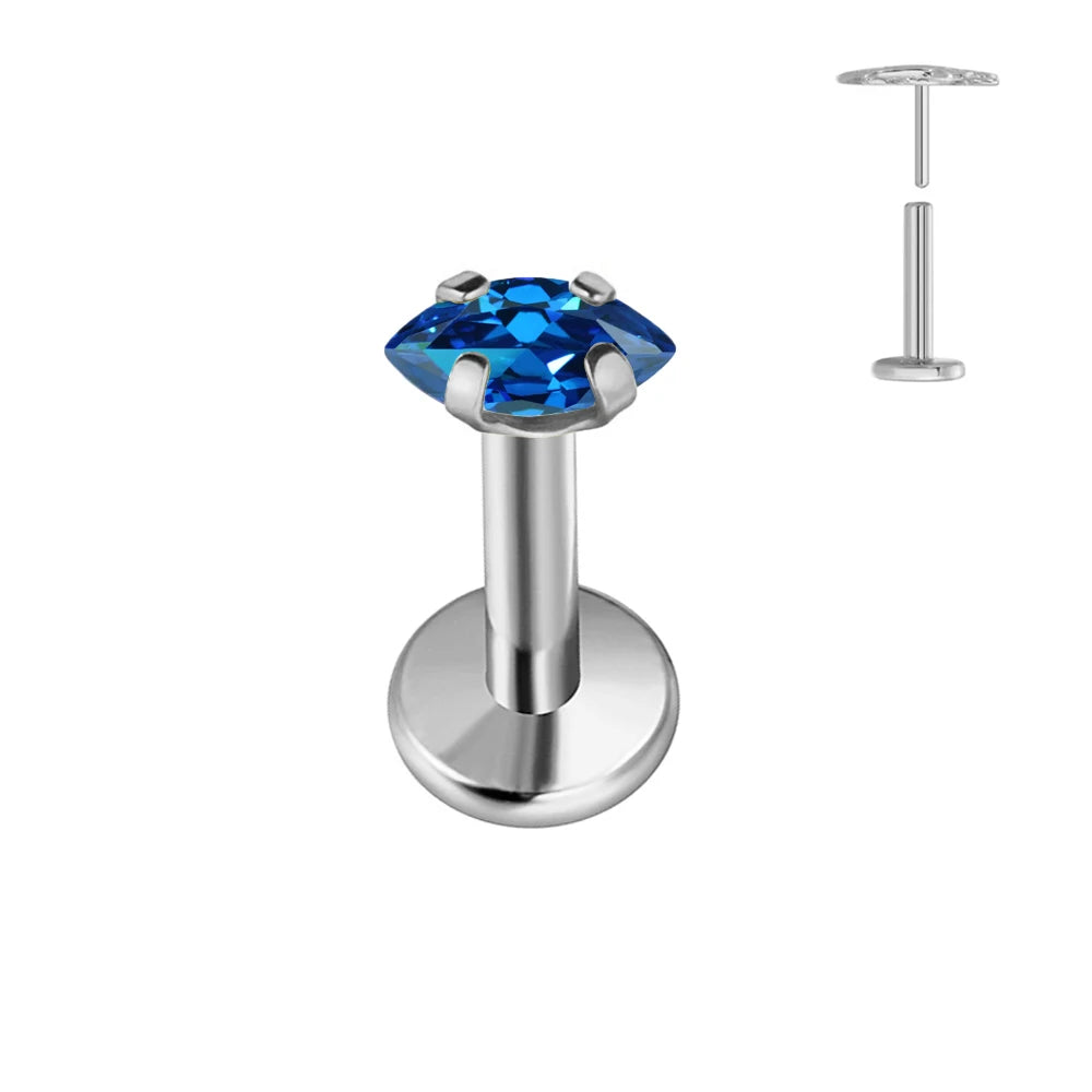 100 % G23 Titan Horse Eyes CZ Labret Piercing Push-in Multicolor Tragus Ohrstecker Gewindelos Knorpel Körperschmuck