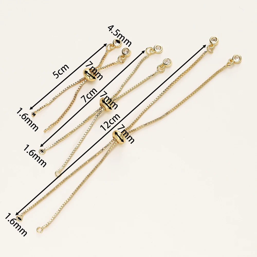 2/4 Stücke 5/7/12cm 14K/18K Vergoldete Messing Verstellbare Slider-Ketten Für DIY Armbandherstellung Schmuckherstellung Zubehör