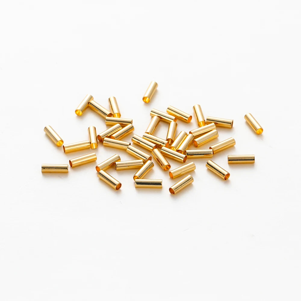 100 Stück 14K 18K vergoldete Messing Nudel Rohr Zylinder Gerade Perlen 5 6 7mm Abstandhalter lose Perlen für DIY Armband Schmuckherstellung