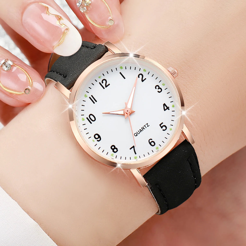 Mode Frauen Uhren Lässiges arabisches Zifferblatt Damen Lederband Quarzuhr Reloj Mujer Mädchen Uhr Geschenk