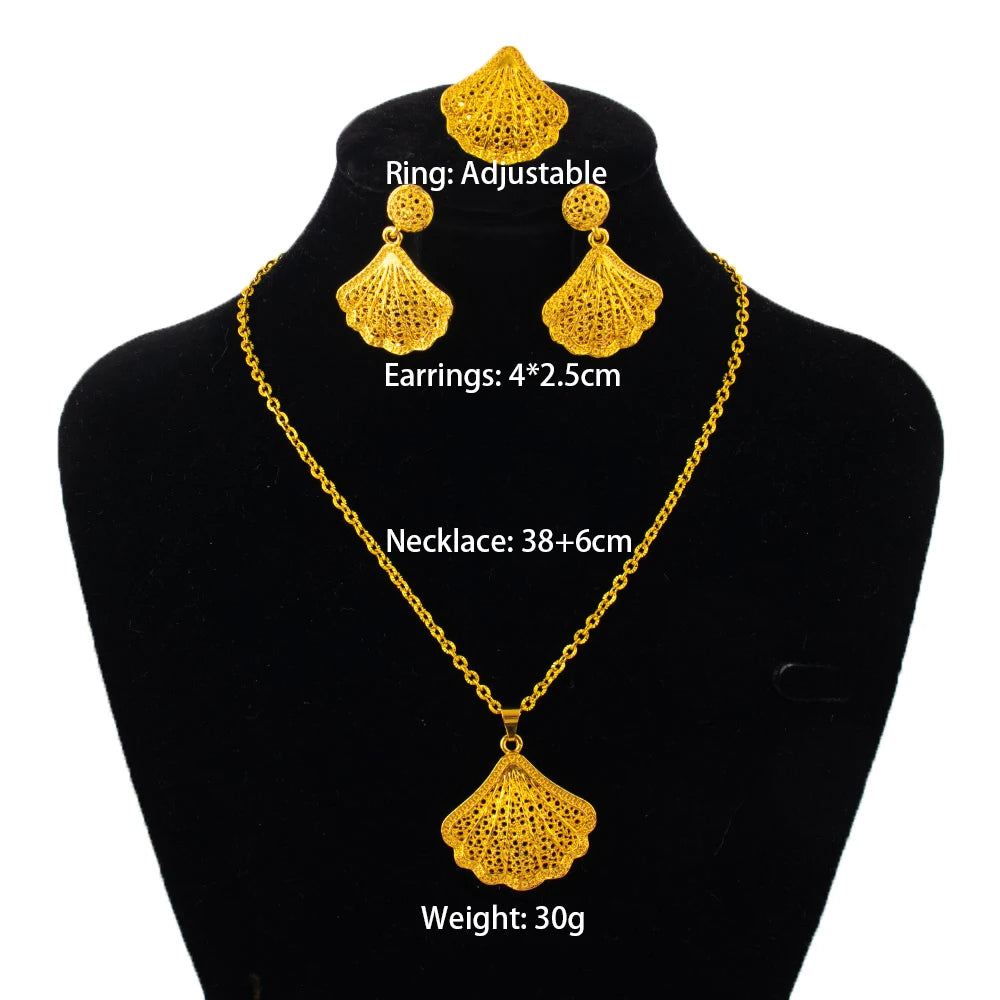 Modeschmuck-Set aus Gold, Edelstahl-Ohrringe und Halsketten für Damen, einfaches Persönlichkeitsgeschenk, Hochzeitsfeier-Accessoires