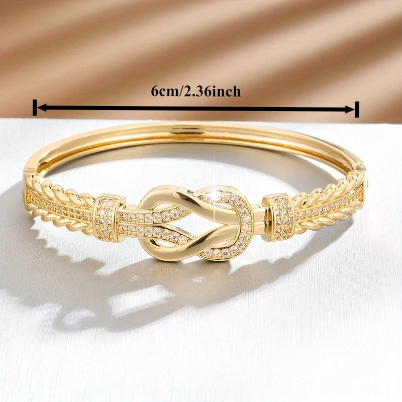1 Stück Zirkon Armreifen Elegantes und schlichtes Damen Armband Gold Silber Armband Kreuzschnalle Modeaccessoires