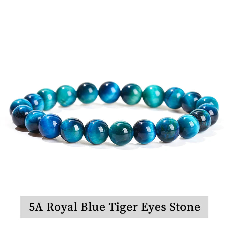 JD Natursteinperlen Armband Amethyst Tigerauge Kristall Quarz Achat Edelstein Perlen Armreifen Damen Herren Reiki Heilung Schmuck Geschenk