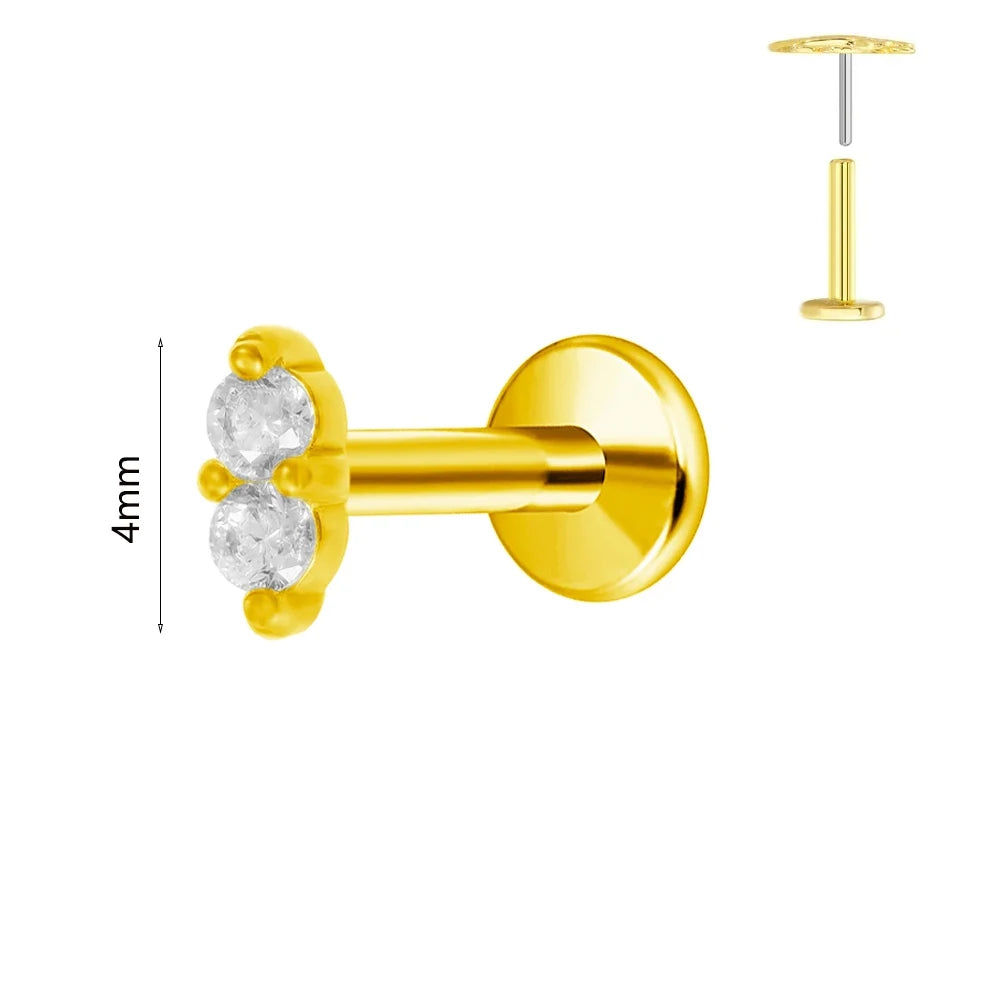 Winziger Wassertropfen Labret Piercing G23 Titan Opal Mond Push-In Zweig Ohrring Stecker Anhänger Gewindeloser Knorpelkörperschmuck