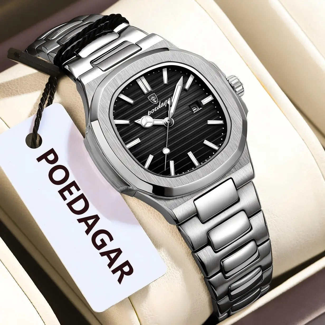 POEDAGAR Elegantes relojes de cuarzo para mujer, impermeables, luminosos, con fecha, reloj de pulsera para mujer, reloj de moda de acero inoxidable para mujer, Reloj