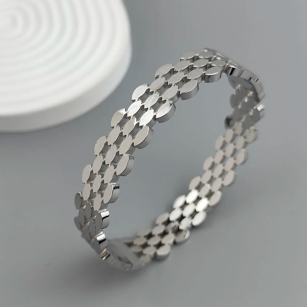 Neues Armband aus goldbeschichtetem Edelstahl mit Wabenhohlmuster, hochwertiges wasserdichtes Silberarmband, Paarschmuck