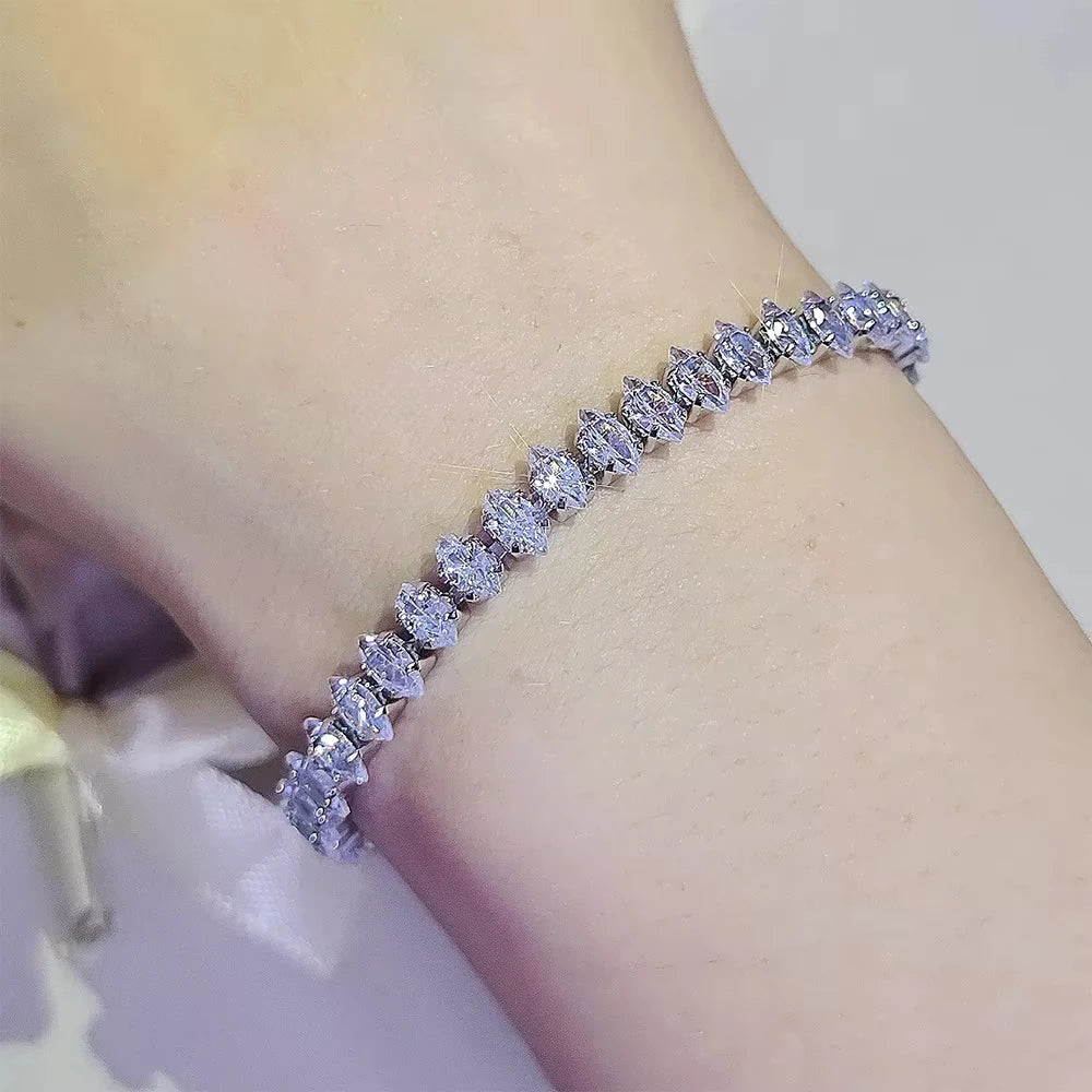 Luxus römische Kristall geometrische Kettenarmbänder für Frauen Trendige Goth Voll Strass Marquise Charm Tennis Armband Hochzeit Schmuck