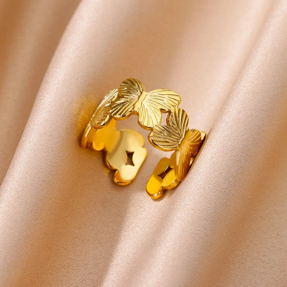 Anti-Stress Drehbare Perlenringe für Damen Herren Goldfarben Edelstahl Doppelte Glatte Perlen Fingerring Party Schmuck Geschenk