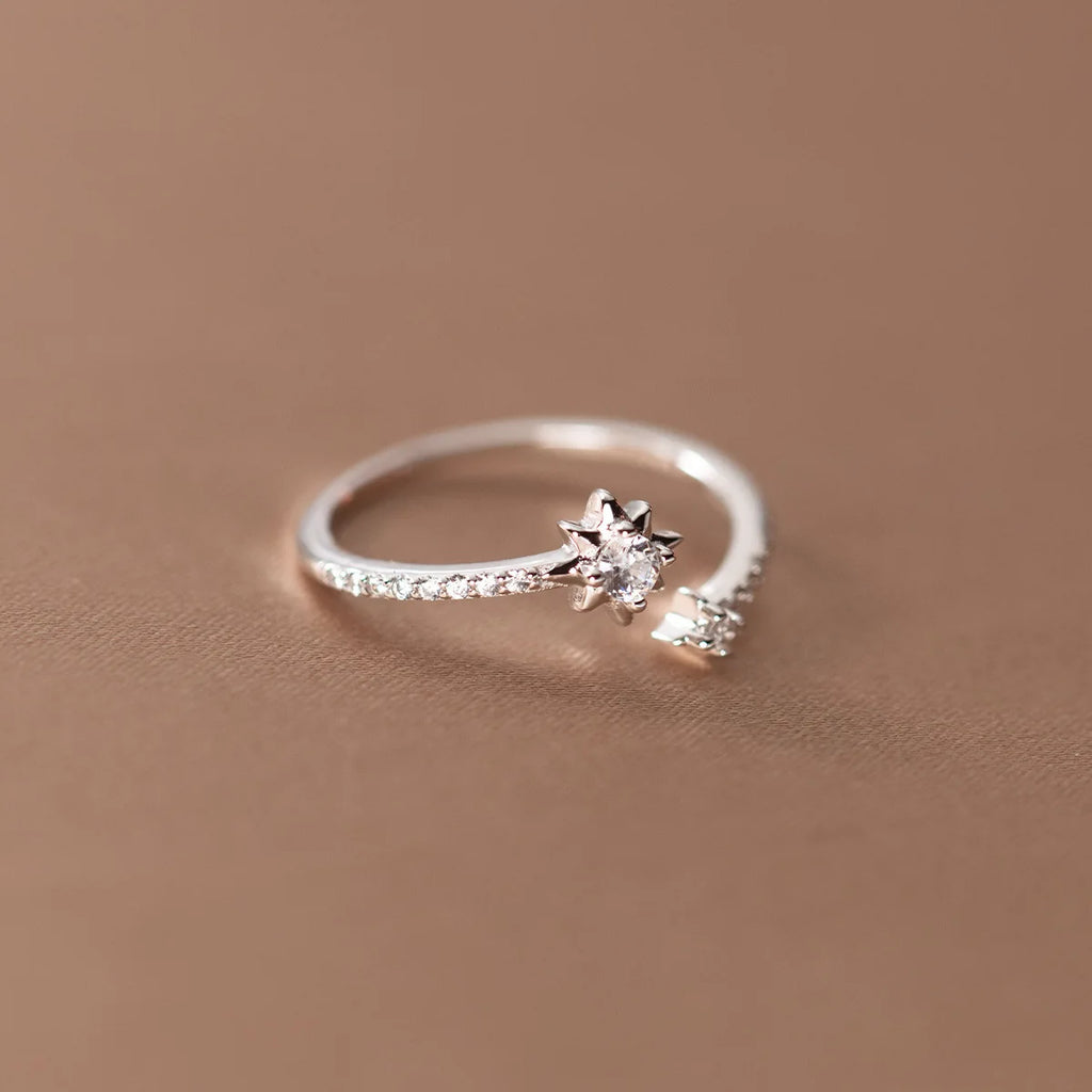 925 Sterling Silber Zirkon Stern Verstellbare Ringe für Frauen Hochwertiger Schmuck Accessoires Großhandel Schmuck 925er Silber